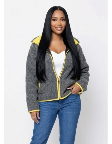 Veste polaire contrasté gris - femme