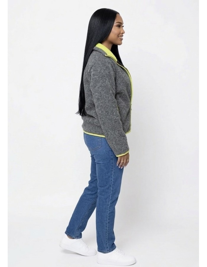 Veste polaire contrasté gris - femme