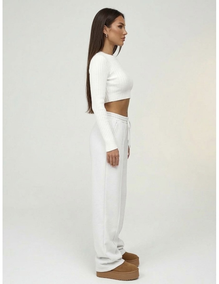 Jogging droit blanc doublé  – FEMME