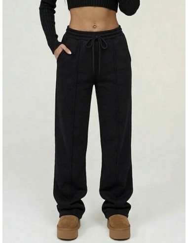 Jogging droit noir doublé – FEMME