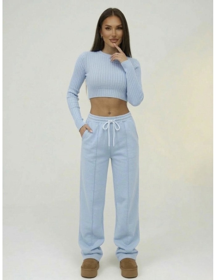 Jogging droit bleu doublé – FEMME