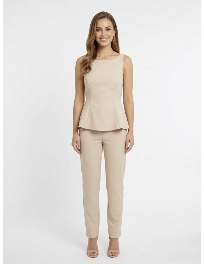 Débardeur beige cintré dos noeud - femme