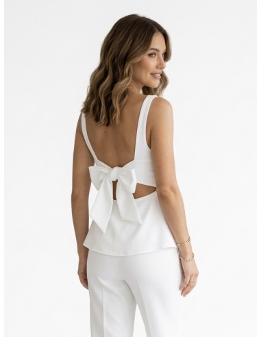 Débardeur blanc cintré dos noeud - femme