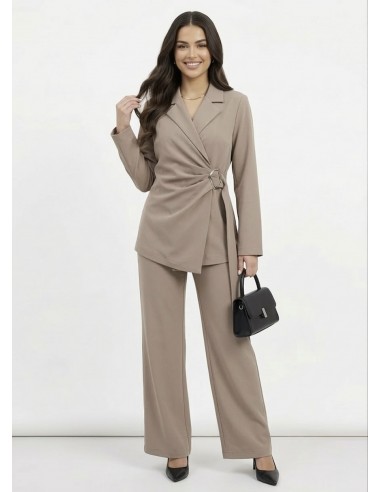 ENSEMBLE TAILLEUR TAUPE ASYMÉTRIQUE -...