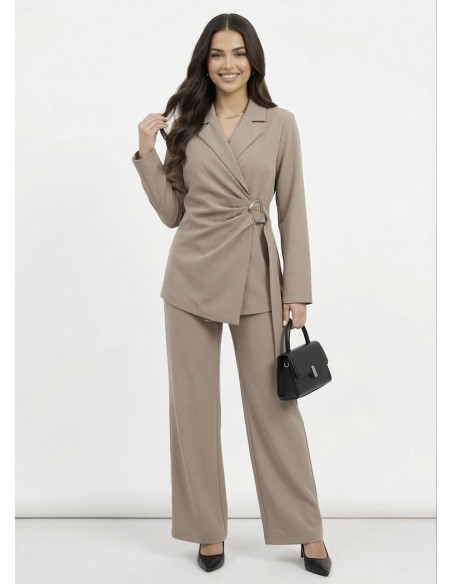 ENSEMBLE TAILLEUR TAUPE ASYMÉTRIQUE - FEMME