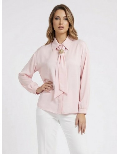 BLOUSE SATINÉE ROSE POUDRÉ NŒUD...