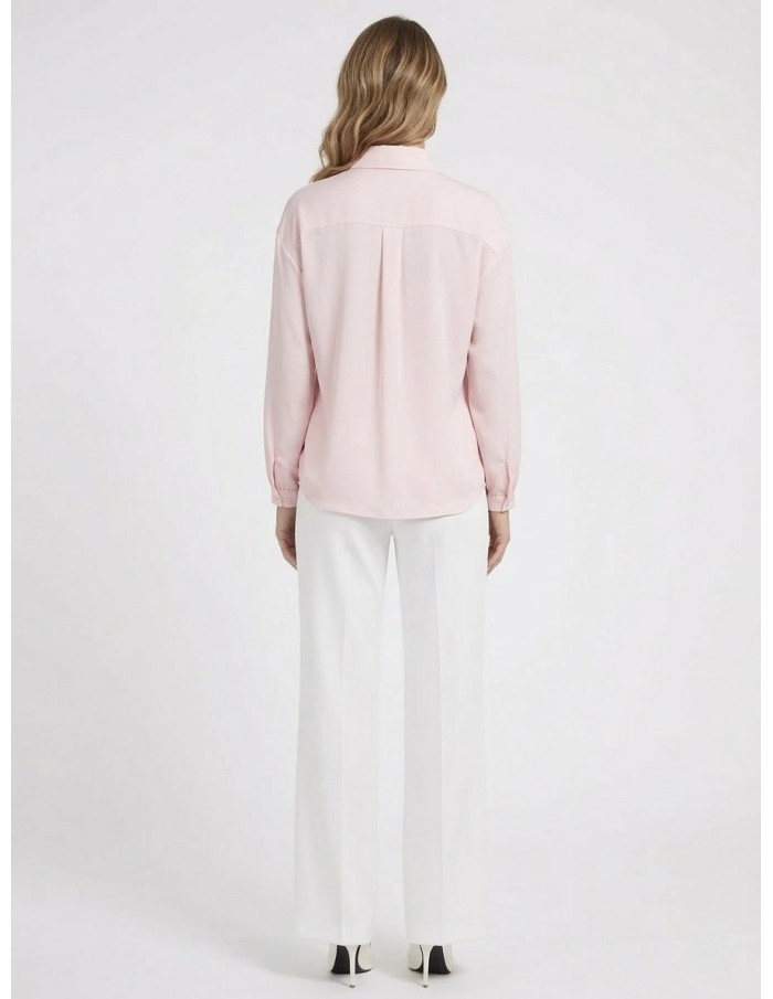 BLOUSE SATINÉE ROSE POUDRÉ NŒUD BIJOUX - FEMME
