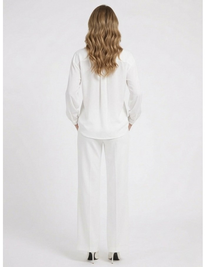 BLOUSE SATINÉE BLANCHE NŒUD BIJOUX - FEMME