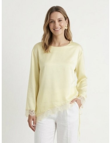 TOP SATINÉ JAUNE PASTEL FINITION...
