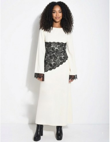 ROBE LONGUE IVOIRE DÉTAIL DENTELLE...