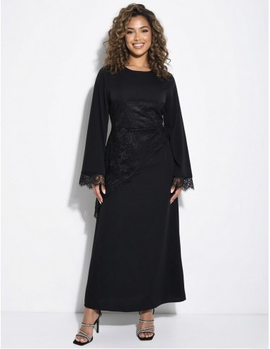 ROBE LONGUE NOIR DÉTAIL DENTELLE...