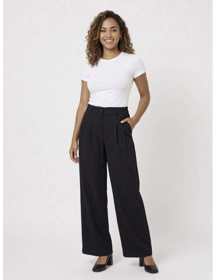 PANTALON FLUIDE NOIR LARGE – FEMME