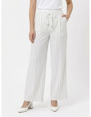 PANTALON FLUIDE BLANC A RAYURES ET...