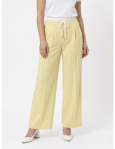 PANTALON FLUIDE JAUNE A RAYURES ET...