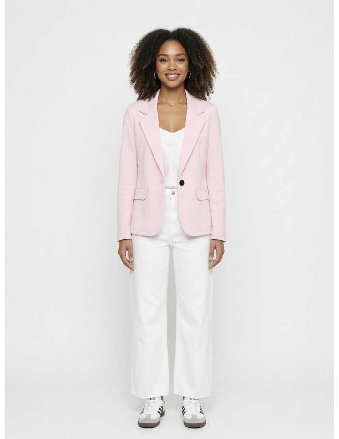 VESTE BLAZER ROSE PASTEL UNI À bouton - FEMME