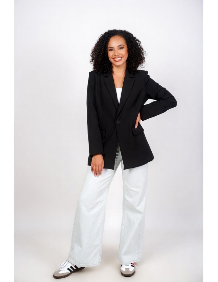 VESTE BLAZER NOIR  UNI À bouton - FEMME