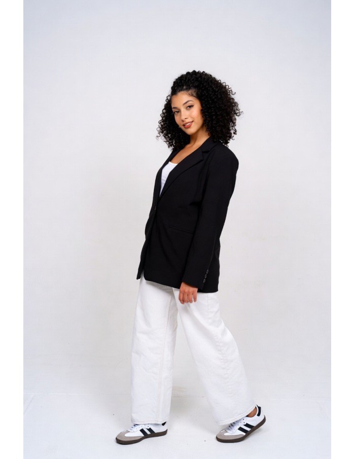 VESTE BLAZER NOIR  UNI À bouton - FEMME