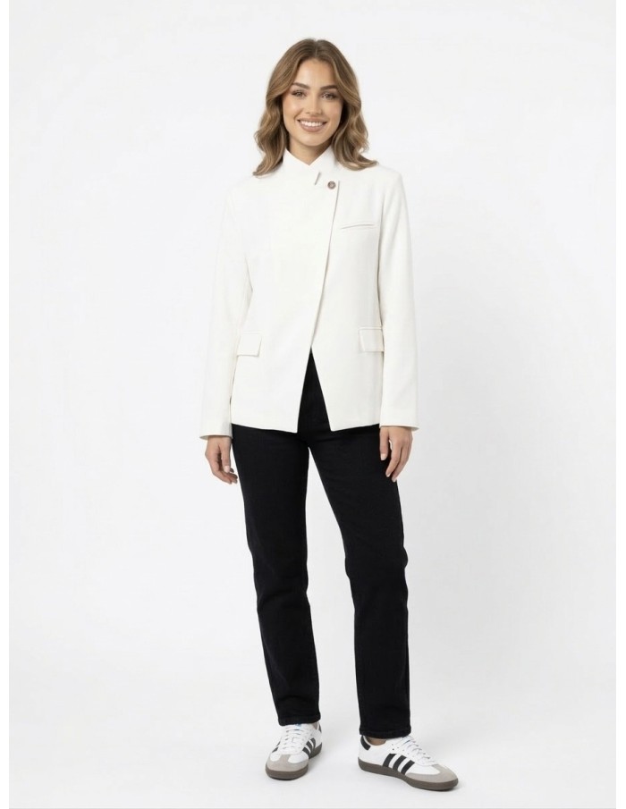 Veste blazer col montant blanc - femme