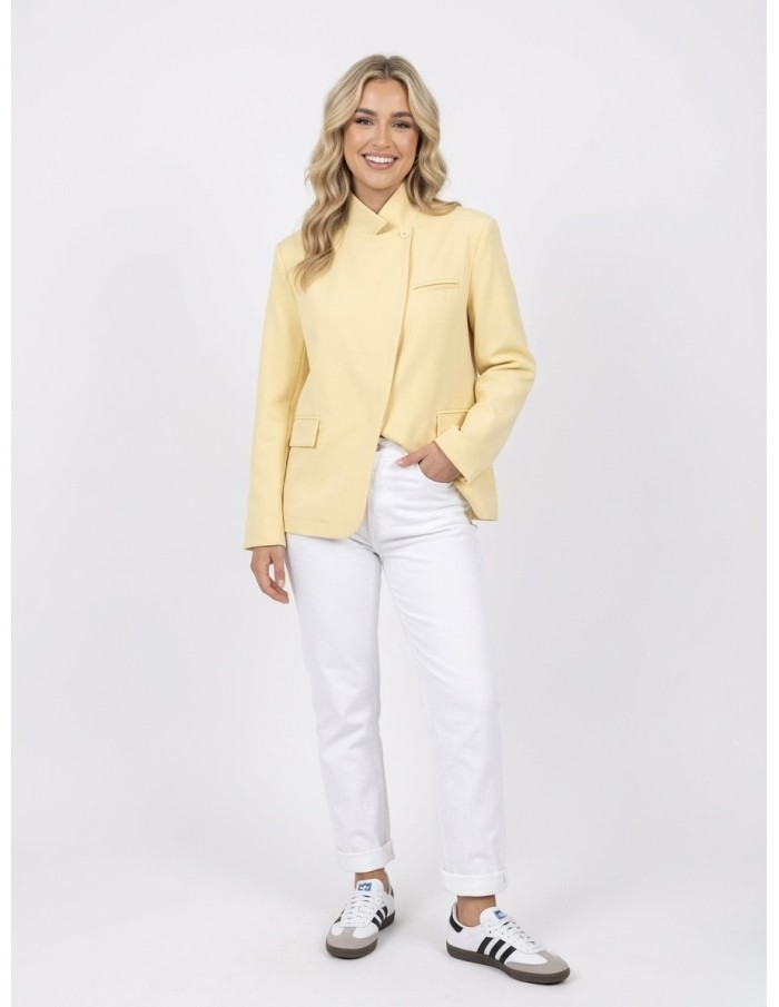 Veste blazer col montant jaune - femme