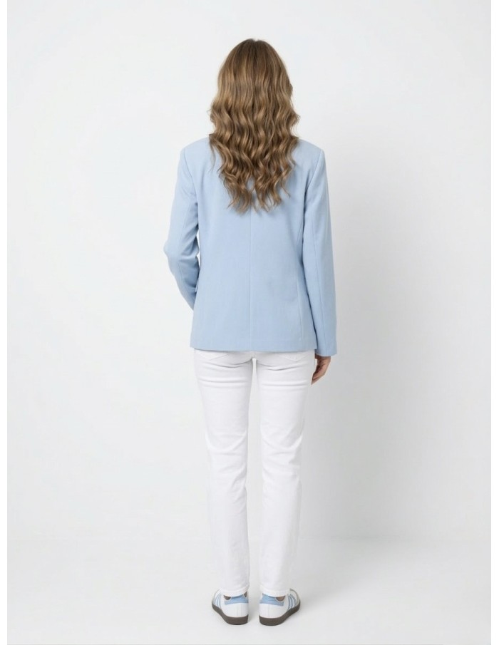 Veste blazer col montant bleu - femme