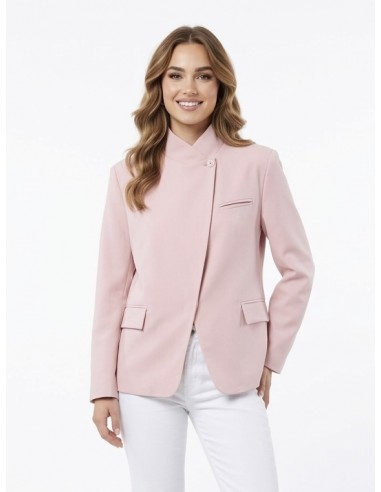 Veste blazer col montant rose - femme