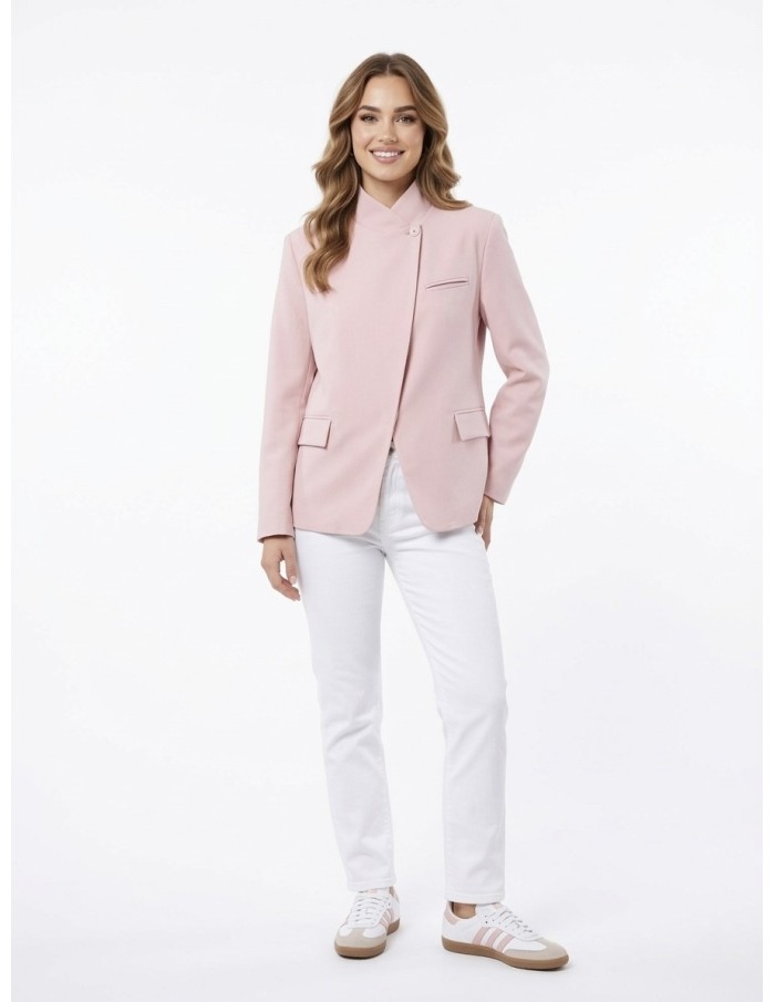 Veste blazer col montant rose - femme