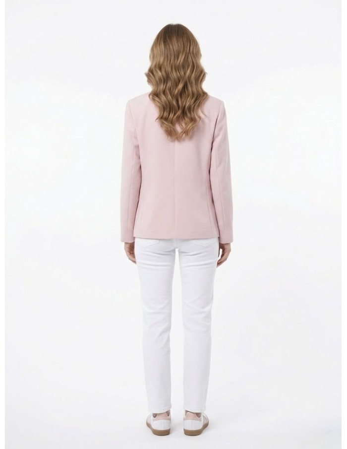 Veste blazer col montant rose - femme