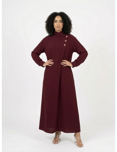 ROBE ABAYA BORDEAUX AVEC DÉTAILS...