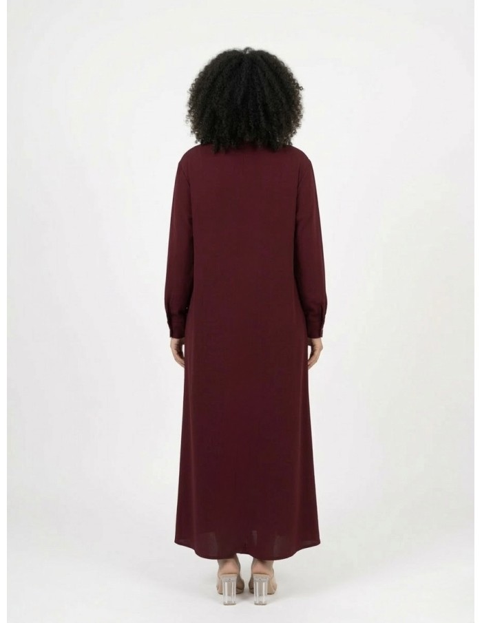 ROBE ABAYA BORDEAUX AVEC DÉTAILS BOUTONS DORÉS - FEMME