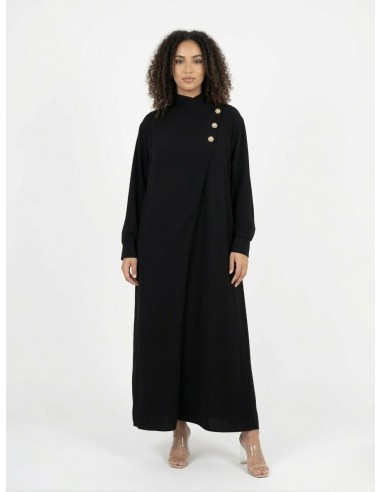 ROBE ABAYA NOIR AVEC DÉTAILS BOUTONS...