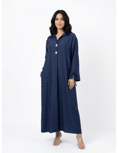 ROBE ABAYA BLEU MARINE AVEC BOUTONS &...