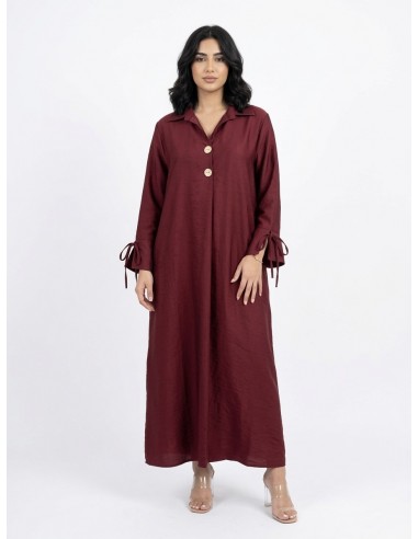 ROBE ABAYA BORDEAUX AVEC BOUTONS &...