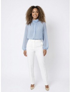 TOP BLOUSE BLEU CIEL À POIS... 2