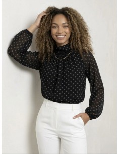 TOP BLOUSE NOIR À POIS &...