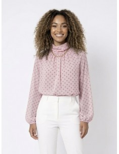 TOP BLOUSE ROSE À POIS &...