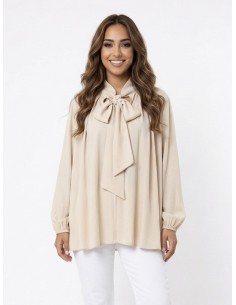 TOP BLOUSE Lavallière beige...