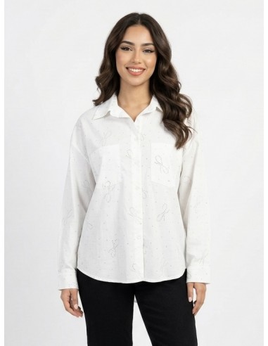 CHEMISE BLANCHE À MOTIFS NŒUDS...