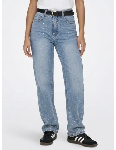 JEAN DROIT "WIDE LEG" À STRASS - FEMME