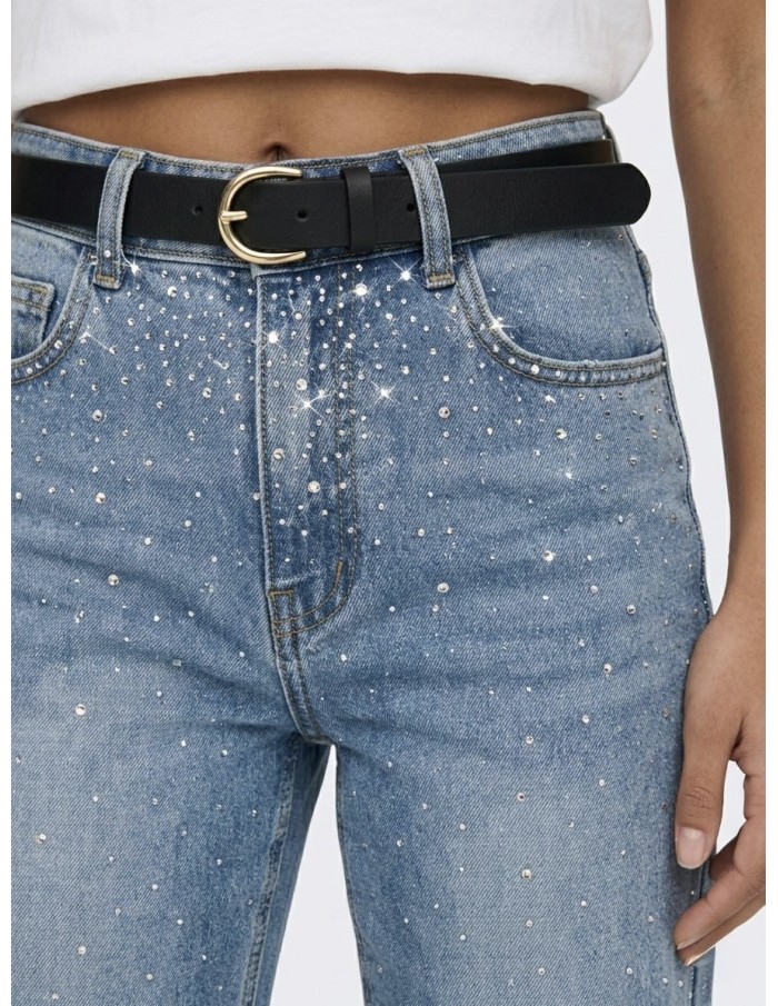 JEAN DROIT "WIDE LEG" À STRASS - FEMME