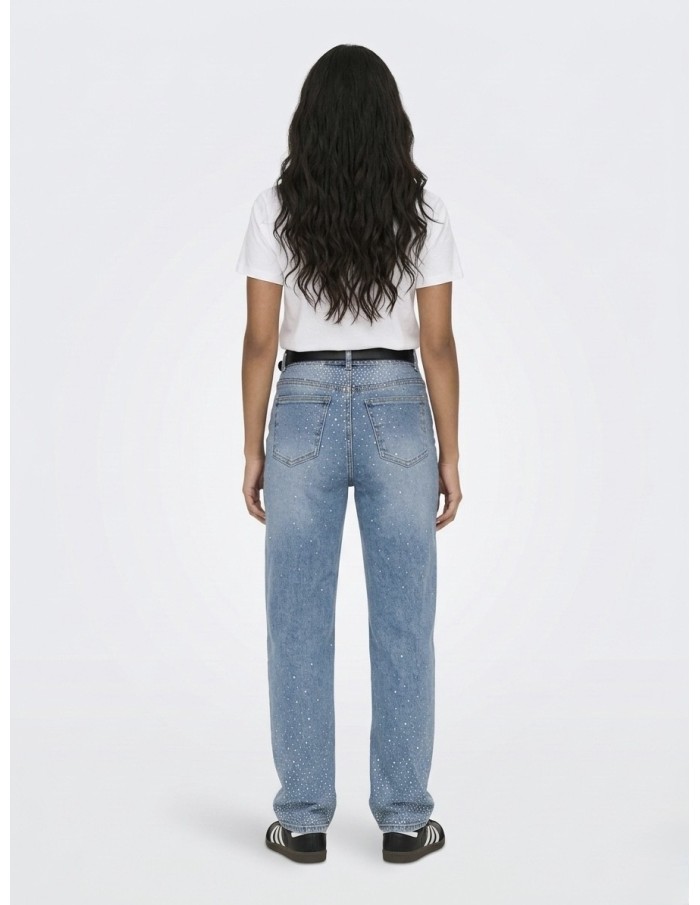 JEAN DROIT "WIDE LEG" À STRASS - FEMME