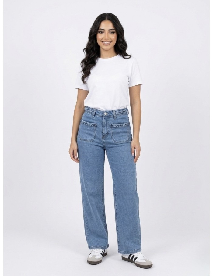 JEAN WIDE LEG DÉTAILS TRESSÉS - FEMME