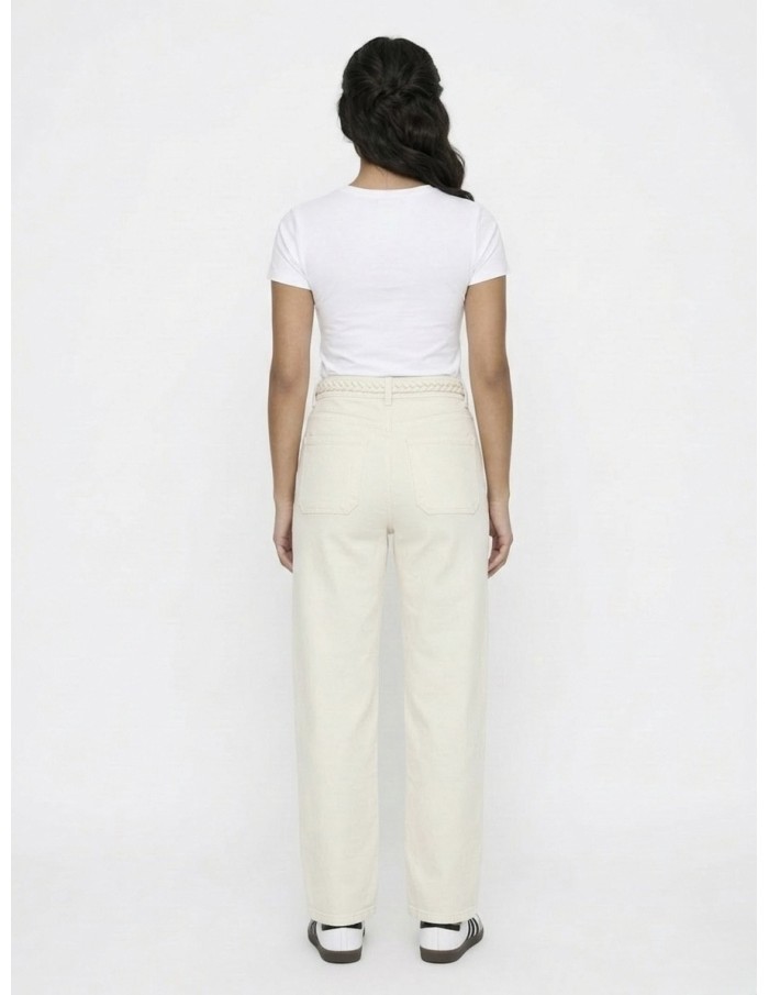 JEAN WIDE LEG ÉCRU DÉTAILS TRESSÉS - FEMME