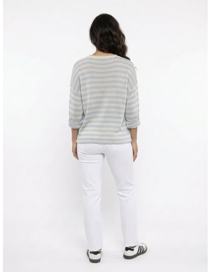 PULL RAYÉ "ROCK" BLEU CLAIR  - FEMME