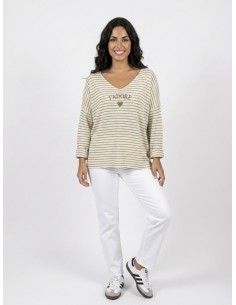 PULL RAYÉ "J’ADORE" VERT... 2