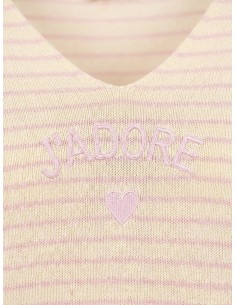 PULL RAYÉ "J’ADORE" ROSE  -... 2
