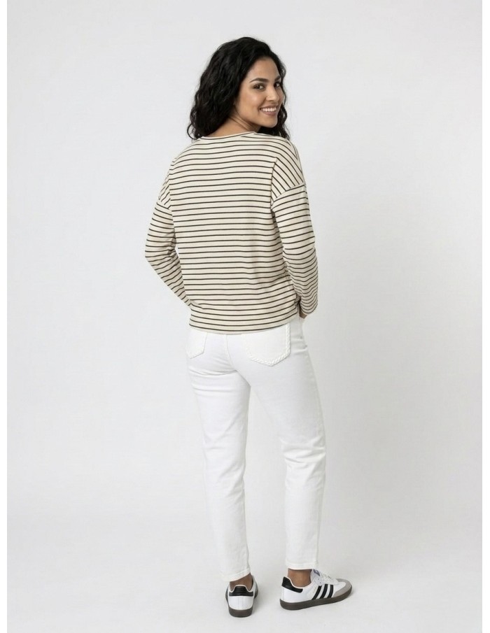 PULL RAYÉ "J’ADORE" BLEU  - FEMME