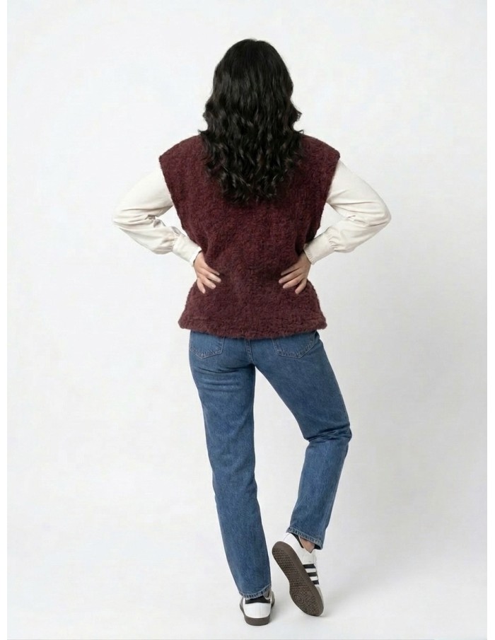GILET SANS MANCHES OVERSIZE BORDEAUX - FEMME