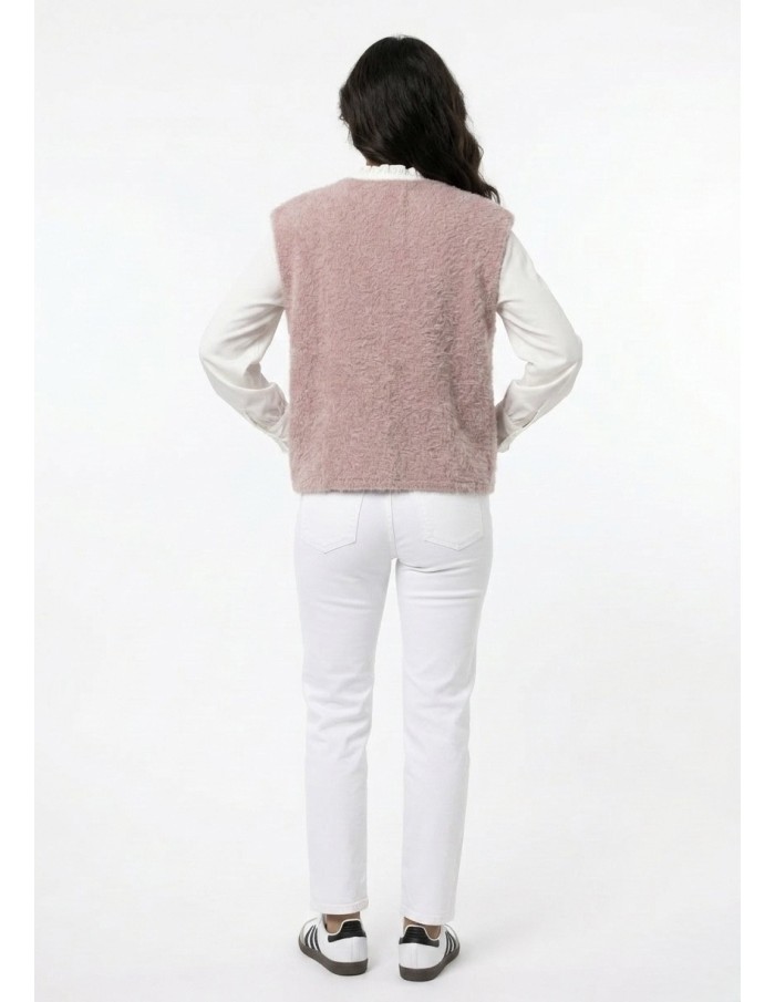 GILET SANS MANCHES OVERSIZE ROSE CLAIR - FEMME