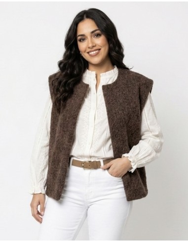 GILET SANS MANCHES OVERSIZE MARRON...