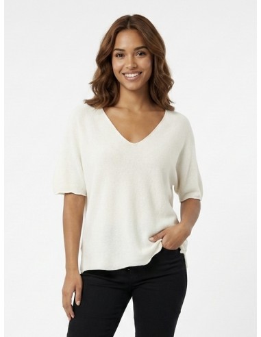 PULL TOP EN MAILLE LÉGÈRE ECRU - FEMME